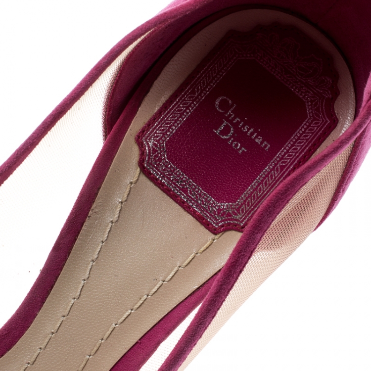 Pre Owned Dior Pink Suede And Mesh Pointed Toe Pumps Size 38