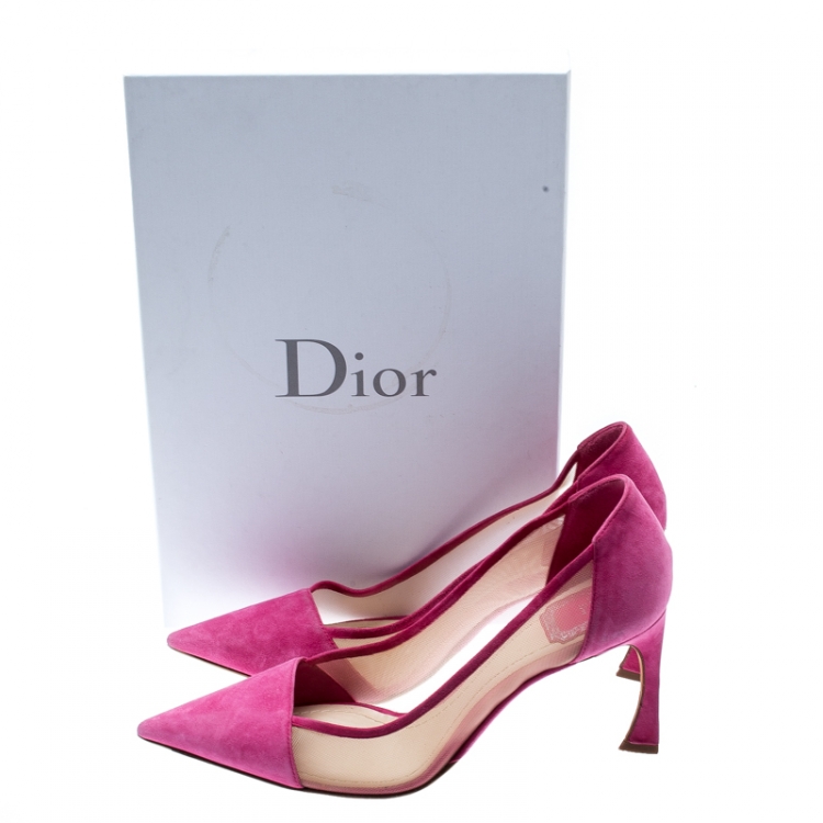 Pre Owned Dior Pink Suede And Mesh Pointed Toe Pumps Size 38