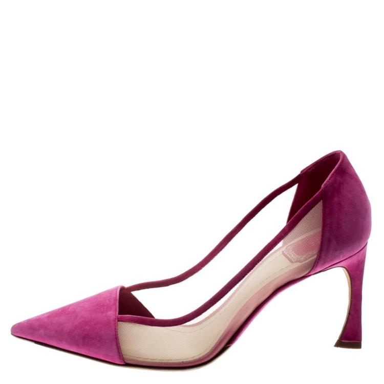 Pre Owned Dior Pink Suede And Mesh Pointed Toe Pumps Size 38