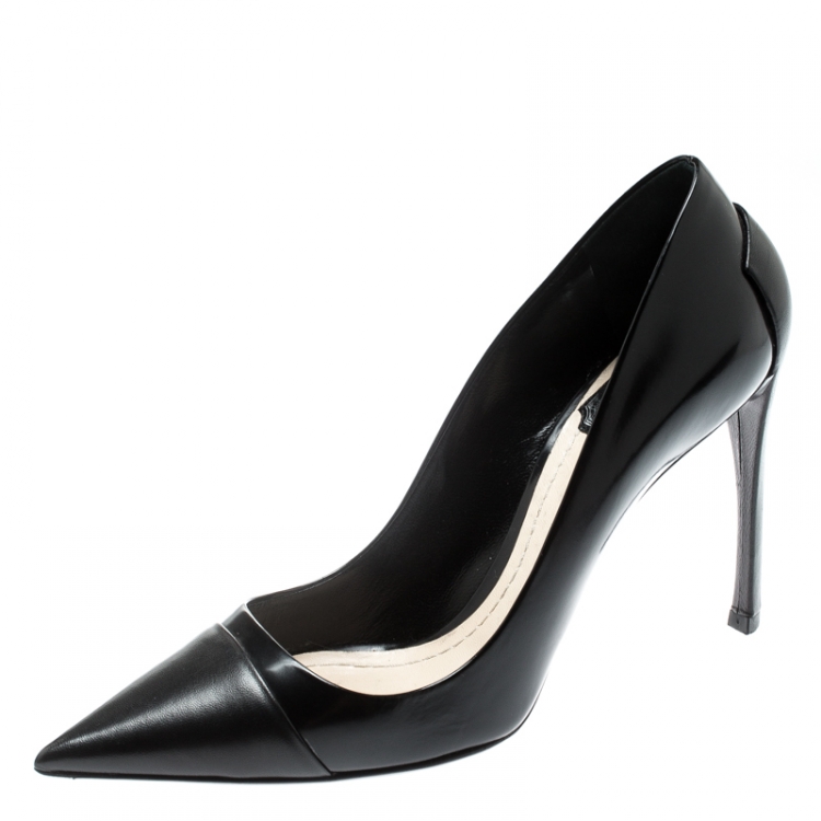Pre Owned Dior Black Leather Pointed Toe Pumps Size 36