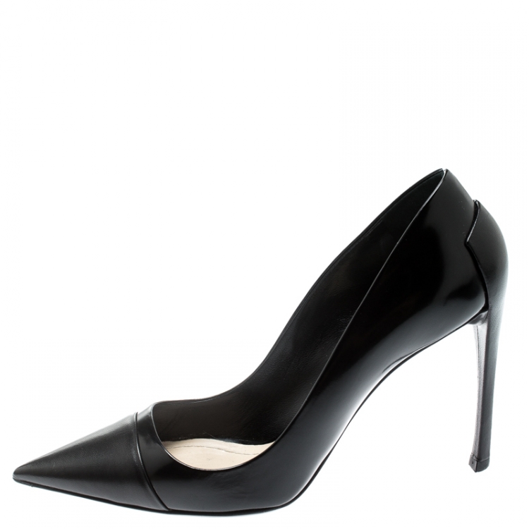 Pre Owned Dior Black Leather Pointed Toe Pumps Size 36
