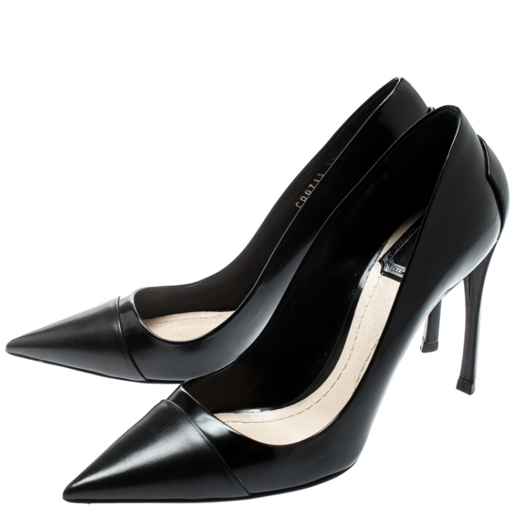 Pre Owned Dior Black Leather Pointed Toe Pumps Size 36