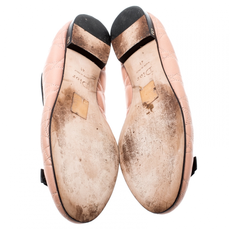 Pre Owned Christian Dior Beige Quilted Cannage Leather My Dior Ballet Flats Size 41
