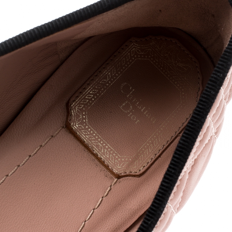 Pre Owned Christian Dior Beige Quilted Cannage Leather My Dior Ballet Flats Size 41