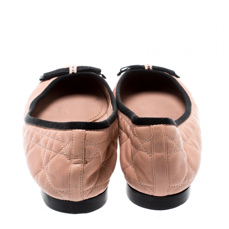 Pre Owned Christian Dior Beige Quilted Cannage Leather My Dior Ballet Flats Size 41