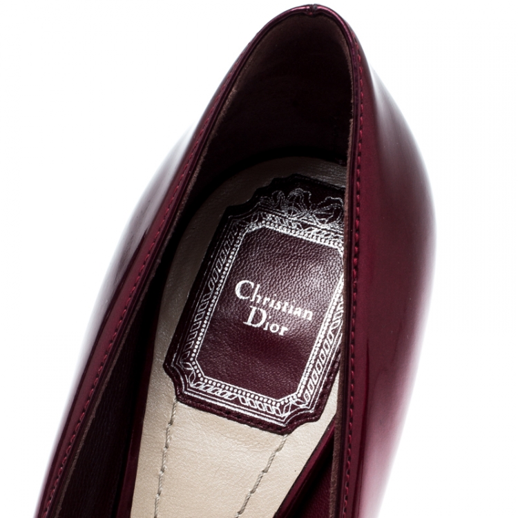 Pre Owned Dior Burgundy Patent Leather Pointed Toe Pumps Size 38