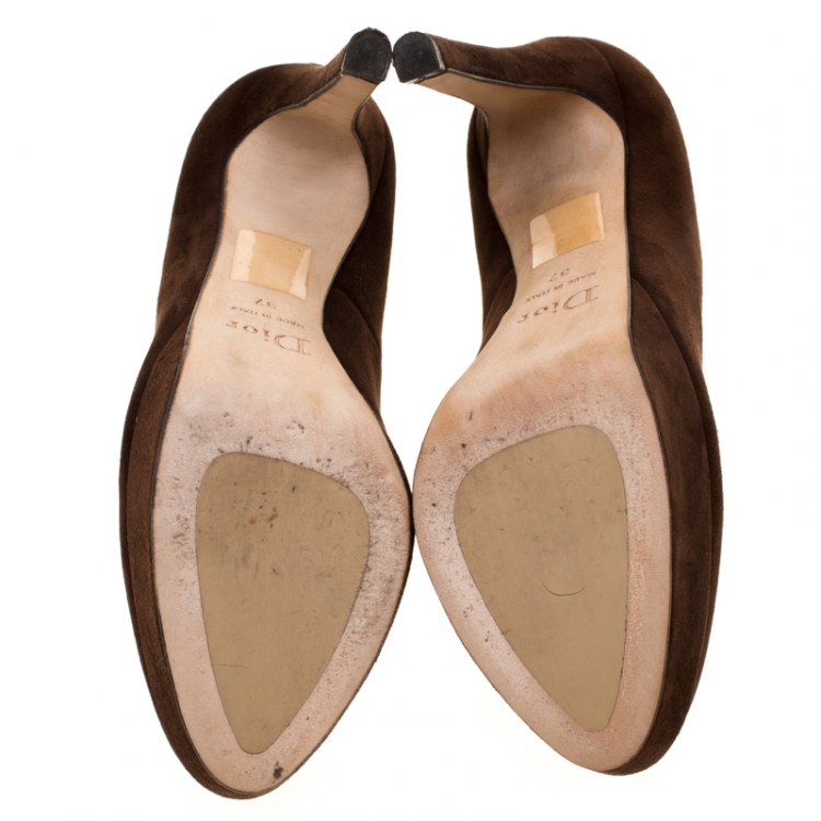 Pre Owned Dior Brown Suede Miss Dior Platform Pumps Size 37