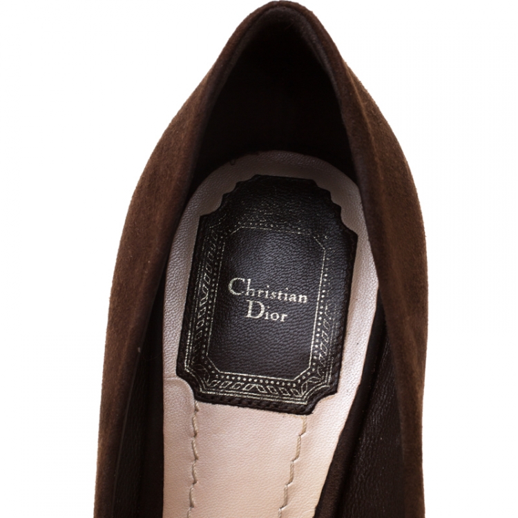 Pre Owned Dior Brown Suede Miss Dior Platform Pumps Size 37