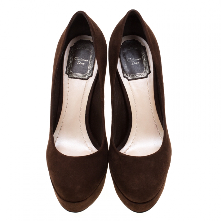 Pre Owned Dior Brown Suede Miss Dior Platform Pumps Size 37