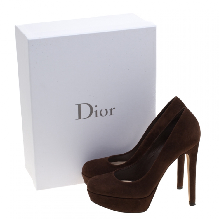 Pre Owned Dior Brown Suede Miss Dior Platform Pumps Size 37