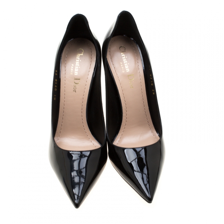 مملوكة مسبقًا Dior Black Patent Leather Pointed Toe Pumps Size 38