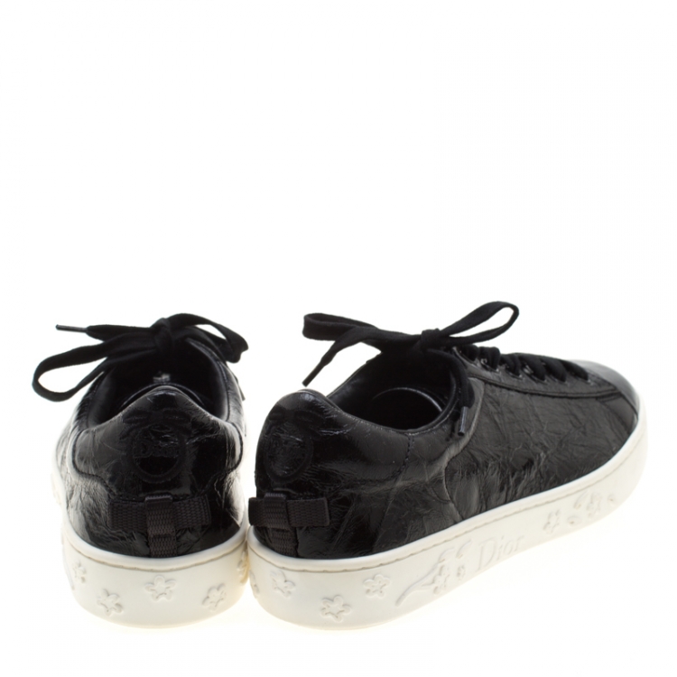 Pre Owned Dior Black Patent Crinkled Leather Move Low Top Sneakers Size 39
