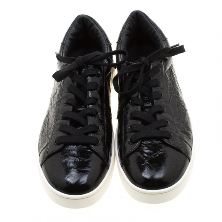 Pre Owned Dior Black Patent Crinkled Leather Move Low Top Sneakers Size 39