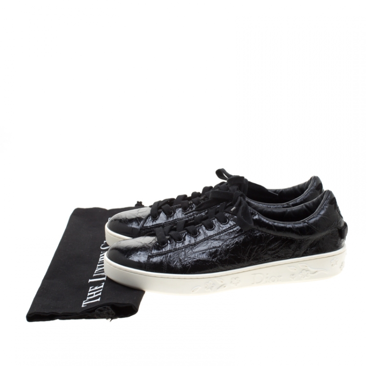 Pre Owned Dior Black Patent Crinkled Leather Move Low Top Sneakers Size 39