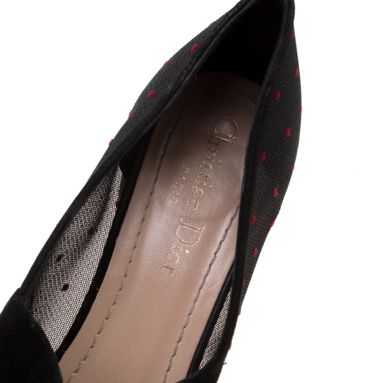 مملوكة مسبقًا  Dior Black Suede And Mesh Baby-D Mary Jane Pumps Size 39.5