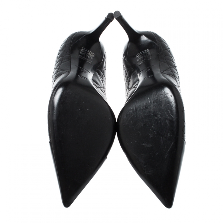 Pre Owned Dior Black Quilted Leather Pointed Toe Pumps Size 39