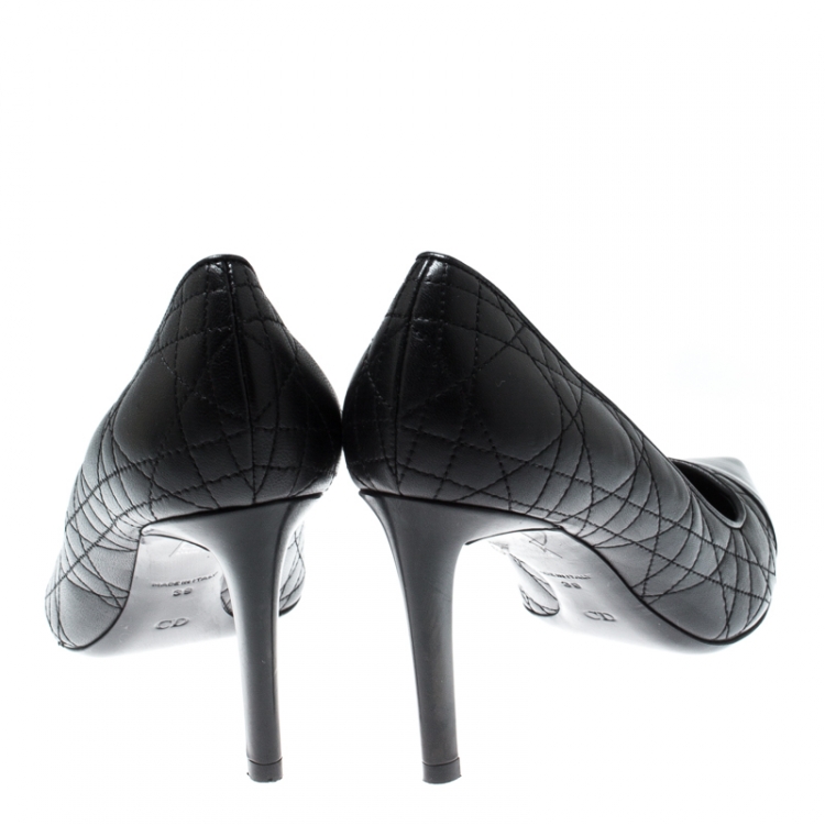 Pre Owned Dior Black Quilted Leather Pointed Toe Pumps Size 39