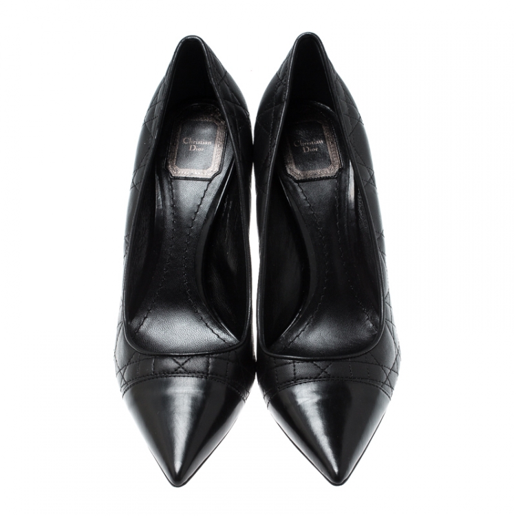 Pre Owned Dior Black Quilted Leather Pointed Toe Pumps Size 39