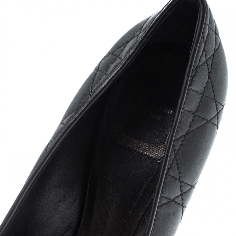 Pre Owned Dior Black Quilted Leather Pointed Toe Pumps Size 39
