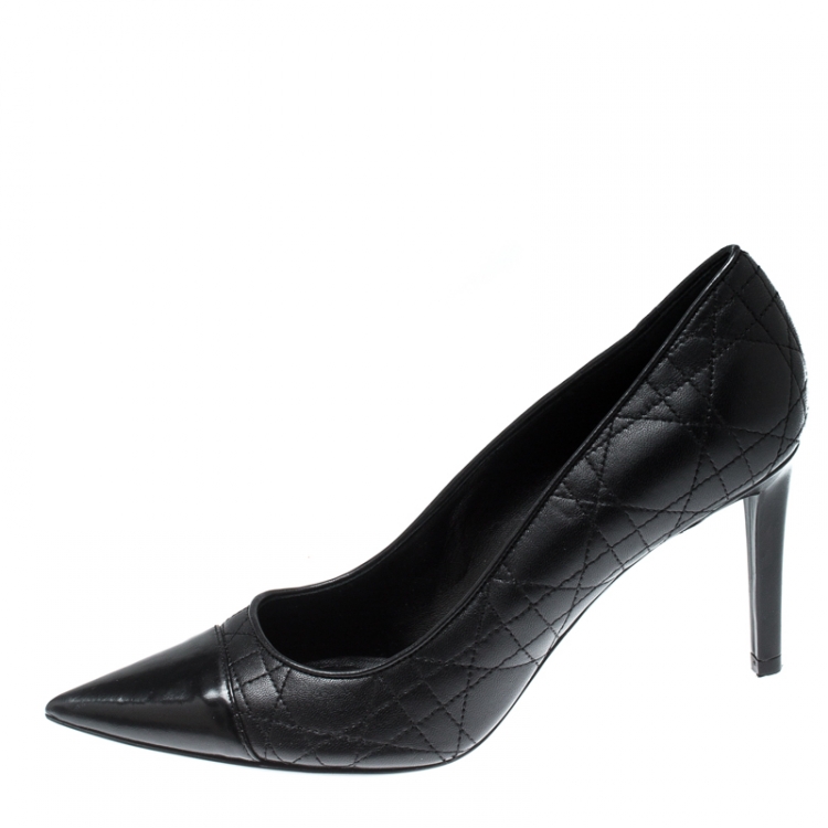 Pre Owned Dior Black Quilted Leather Pointed Toe Pumps Size 39