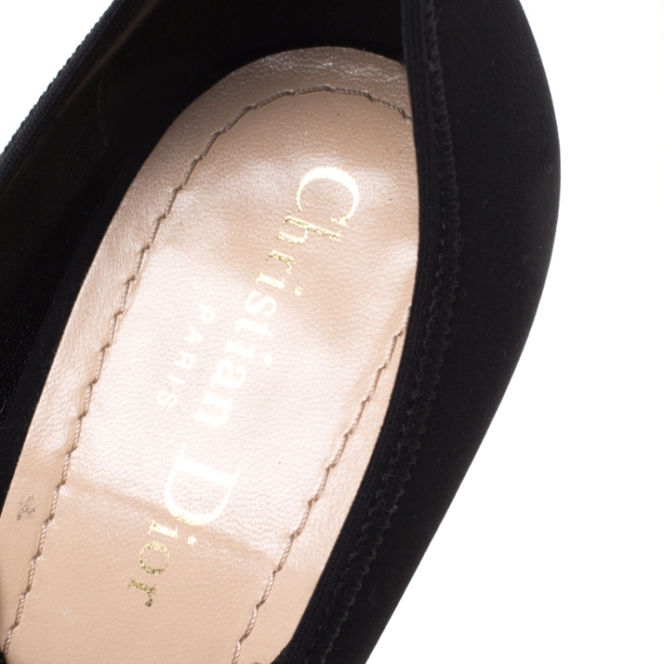 Pre Owned Dior Black Fabric Etoile Lace Up Pointed Toe Pumps Size 38