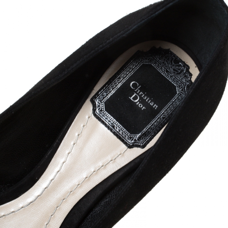 Pre Owned Dior Black Suede Bow Detail Pointed Toe Pumps Size 36