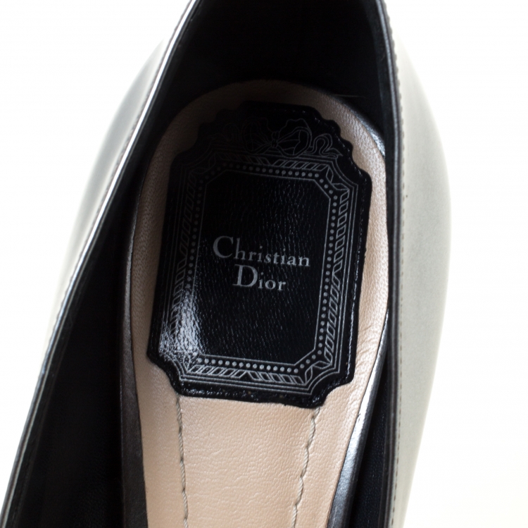 Pre Owned  Dior Ombre Grey Patent Leather Cannage Cap Pointed Toe Pumps Size 37