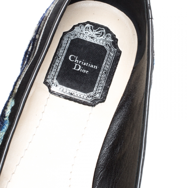 Pre Owned Dior Multicolor Floral Printed Velvet Loafers Size 38