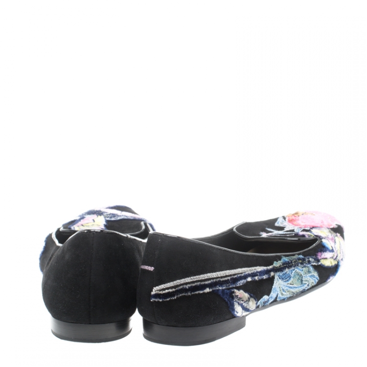 Pre Owned Dior Multicolor Floral Printed Velvet Loafers Size 38