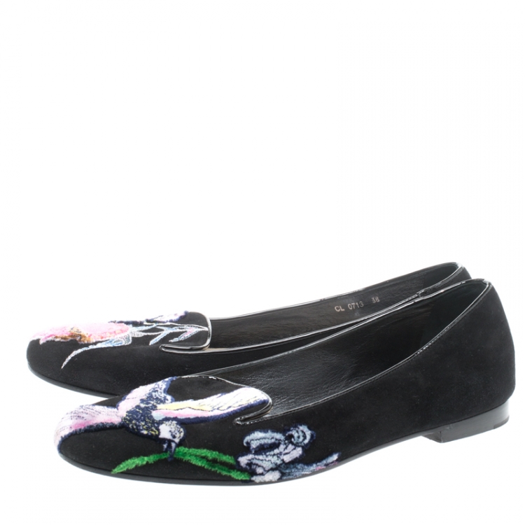 Pre Owned Dior Multicolor Floral Printed Velvet Loafers Size 38