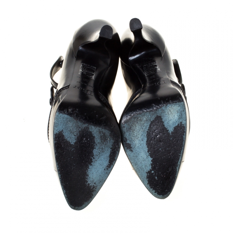 Pre Owned Dior Black Leather Spy Strappy Pumps Size 38