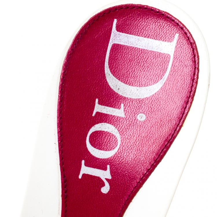 Pre Owned Dior Pink PVC Logo Open Toe Sandals Size 39.5