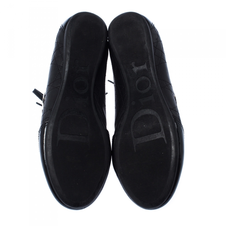 Pre Owned Dior Black Quilted Leather Lace Up Sneakers Size 38