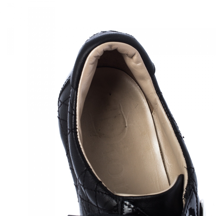 Pre Owned Dior Black Quilted Leather Lace Up Sneakers Size 38