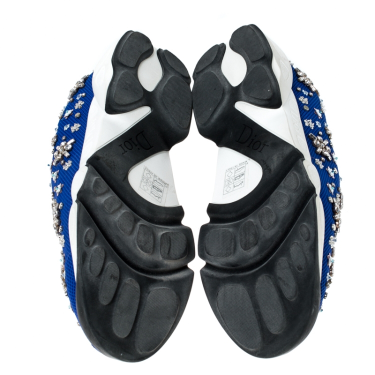 Pre Owned Dior Blue Mesh Fusion Embellished Sneakers Size 41