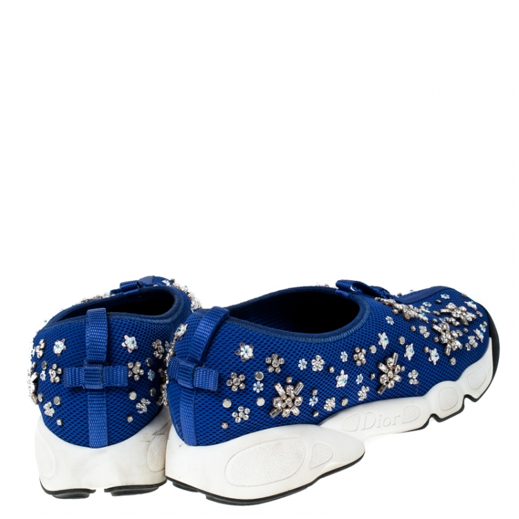 Pre Owned Dior Blue Mesh Fusion Embellished Sneakers Size 41