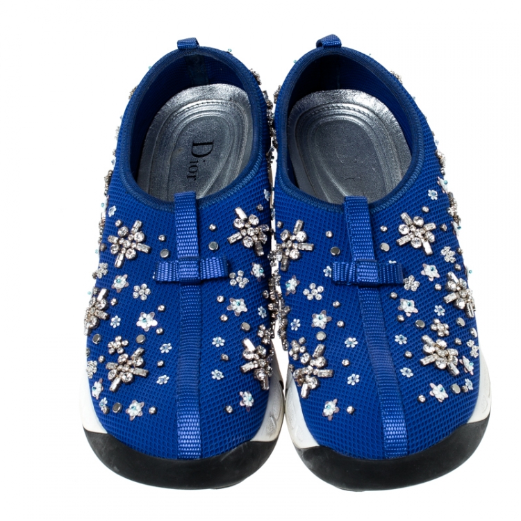 Pre Owned Dior Blue Mesh Fusion Embellished Sneakers Size 41