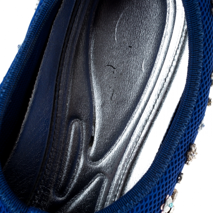 Pre Owned Dior Blue Mesh Fusion Embellished Sneakers Size 41