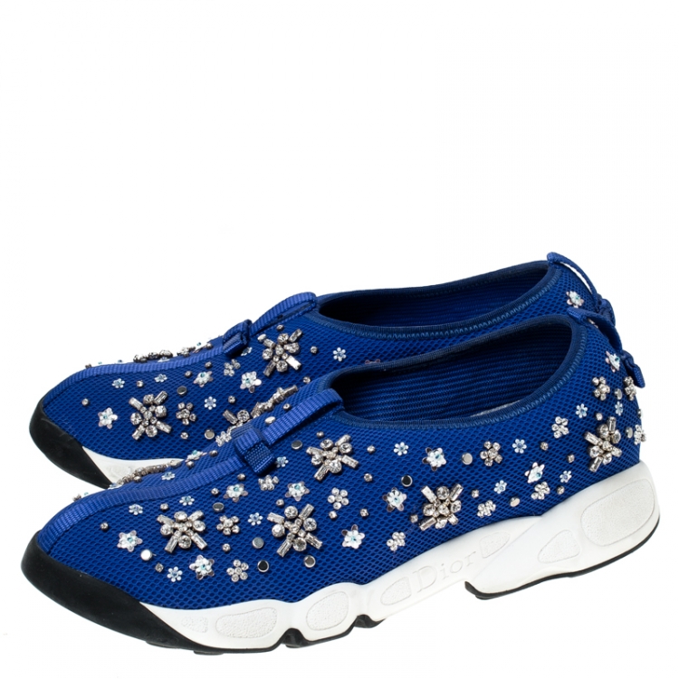 Pre Owned Dior Blue Mesh Fusion Embellished Sneakers Size 41
