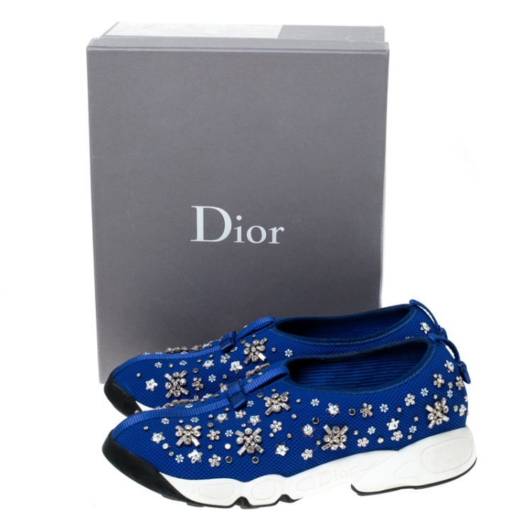 Pre Owned Dior Blue Mesh Fusion Embellished Sneakers Size 41