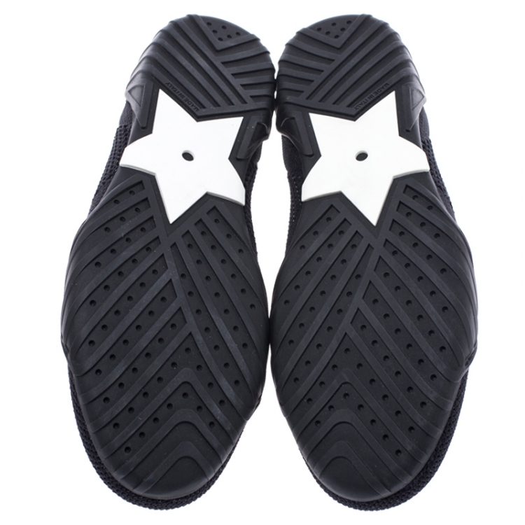 Pre Owned Dior Black Stretch Knit Fabric D-Fence Slip-On Sneakers Size 39.5