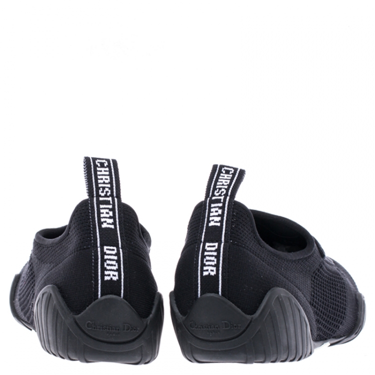 Pre Owned Dior Black Stretch Knit Fabric D-Fence Slip-On Sneakers Size 39.5