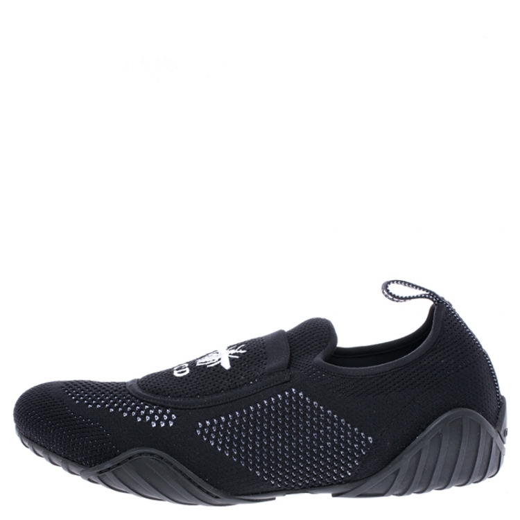 Pre Owned Dior Black Stretch Knit Fabric D-Fence Slip-On Sneakers Size 39.5
