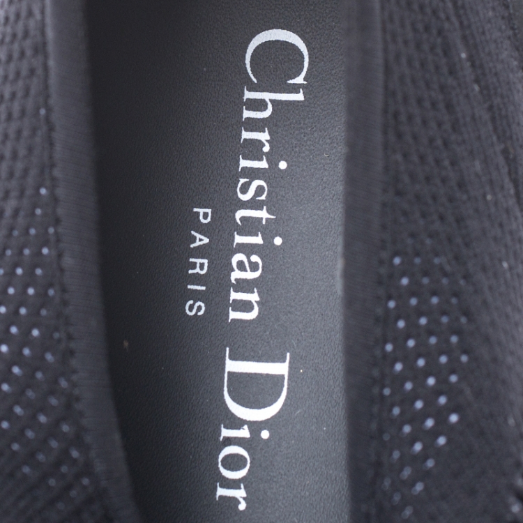 Pre Owned Dior Black Stretch Knit Fabric D-Fence Slip-On Sneakers Size 39.5