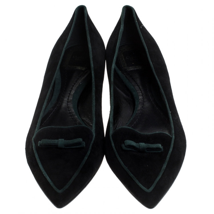Pre Owned  Dior Black Suede Pointed Toe Ballet Flats Size 42