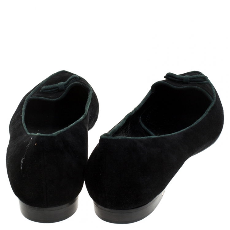 Pre Owned  Dior Black Suede Pointed Toe Ballet Flats Size 42
