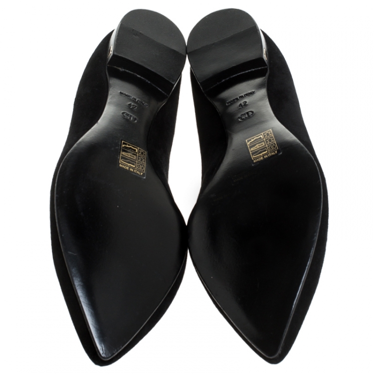 Pre Owned  Dior Black Suede Pointed Toe Ballet Flats Size 42