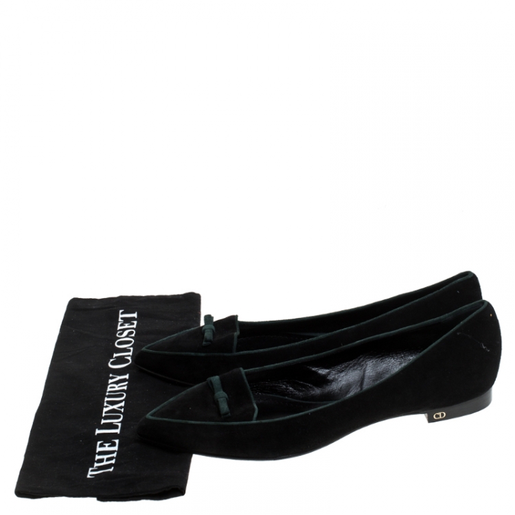 Pre Owned  Dior Black Suede Pointed Toe Ballet Flats Size 42