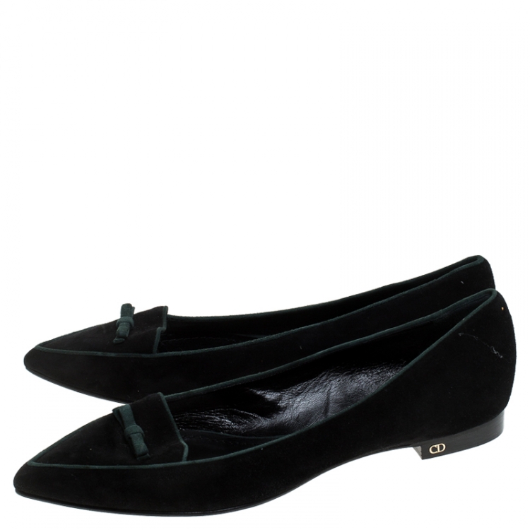 Pre Owned  Dior Black Suede Pointed Toe Ballet Flats Size 42