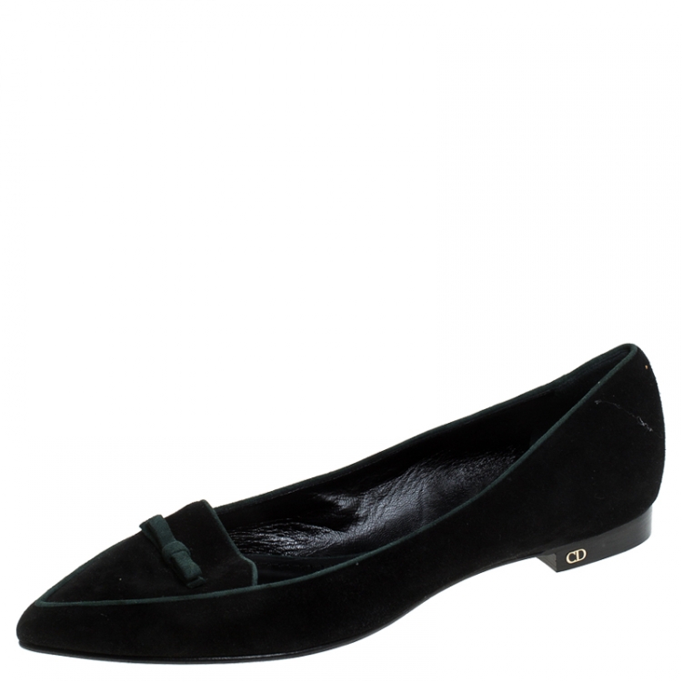 Pre Owned  Dior Black Suede Pointed Toe Ballet Flats Size 42